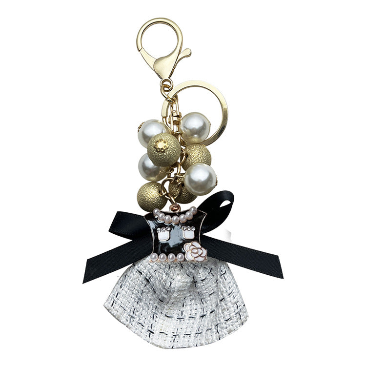 Wholesale Pearl Grape String Dress Fabric Keychain